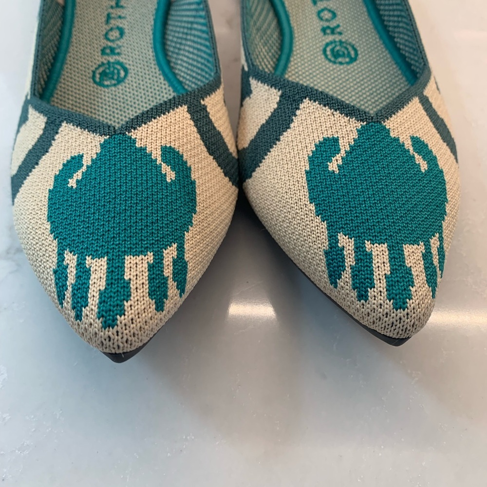Rothy's Ikat Green Flats Shoes Size 9 - Picture 4 of 10